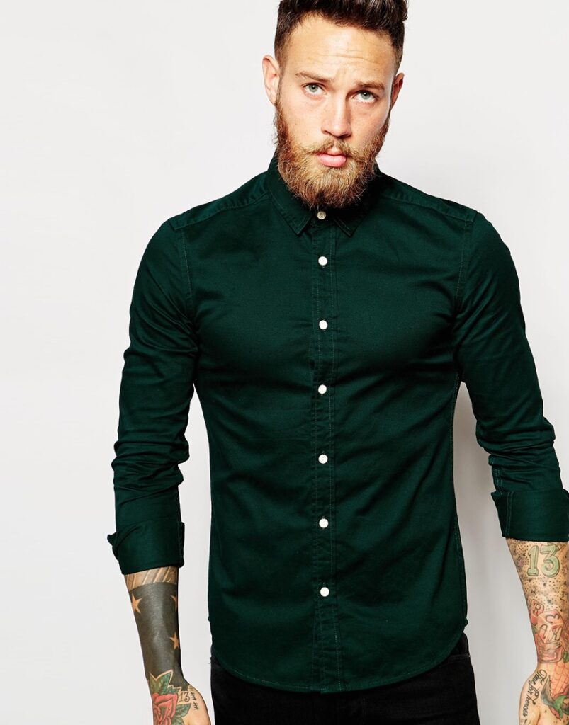 Skinny Shirt in Twill with Long Sleeves