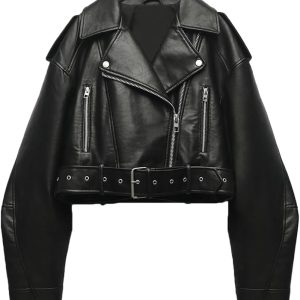 Style Me Cropped Faux Leather Jacket